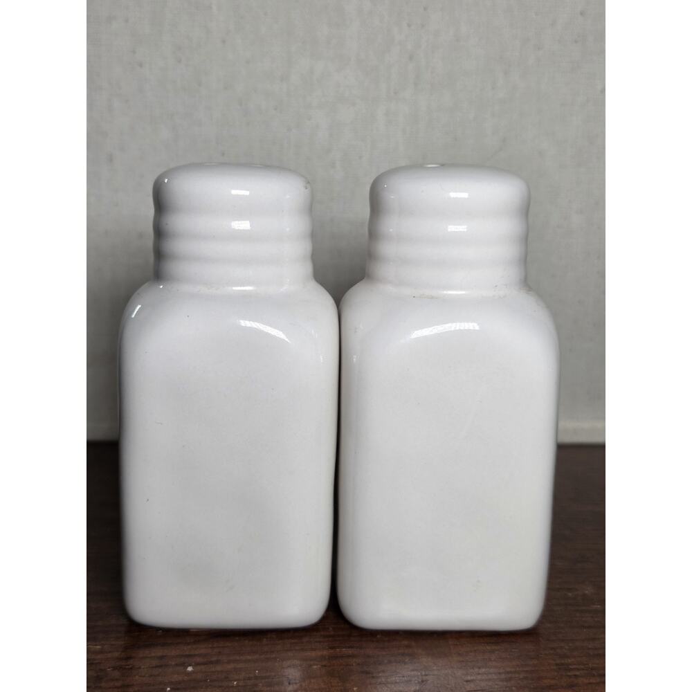 Modern Farmhouse Style Ceramic Salt and Pepper Shakers White Large Font S P - Picture 2 of 5